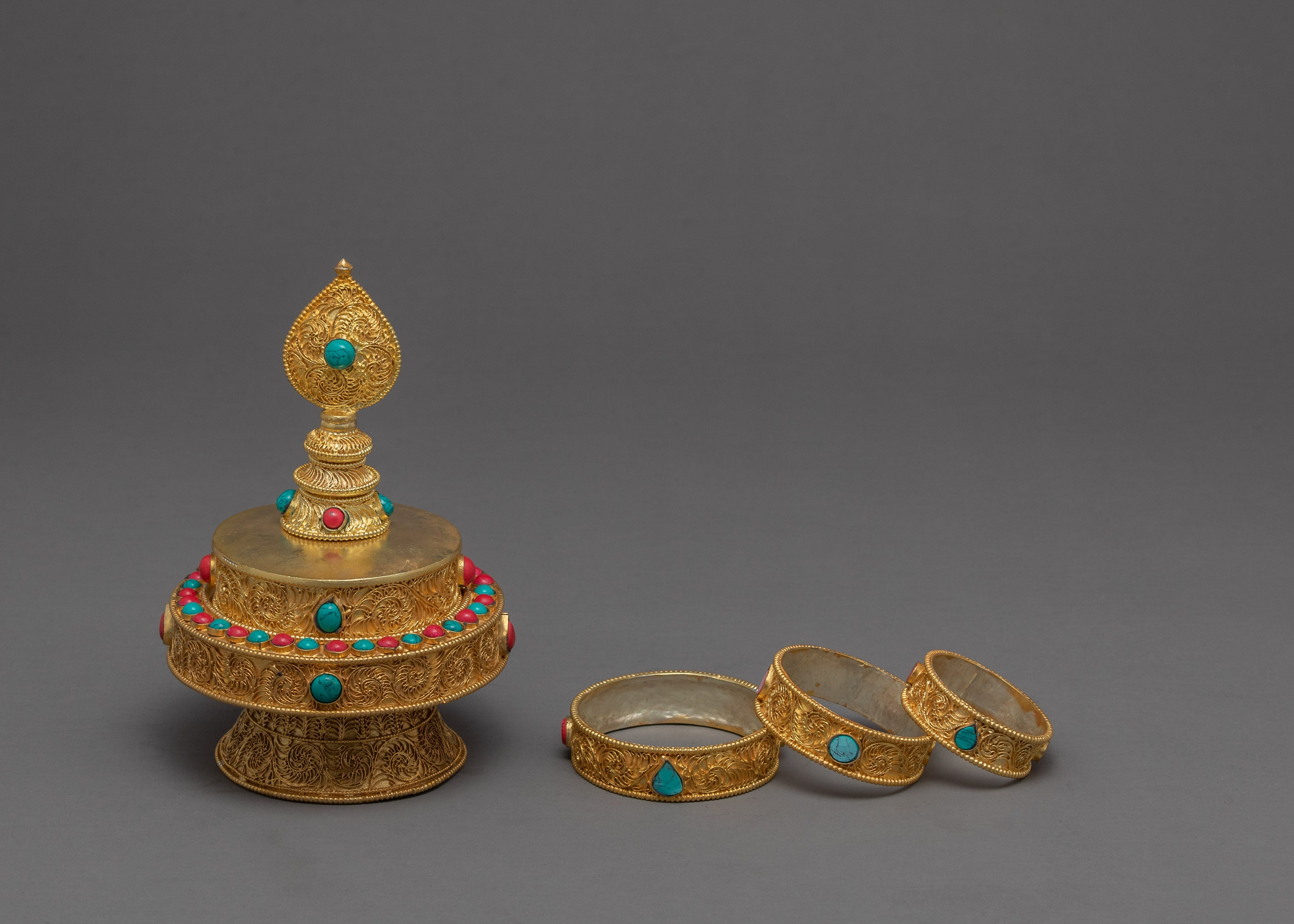 Exquisite Mandala Offering Set | Gold Plated Mandala | Buddhist Home Altar