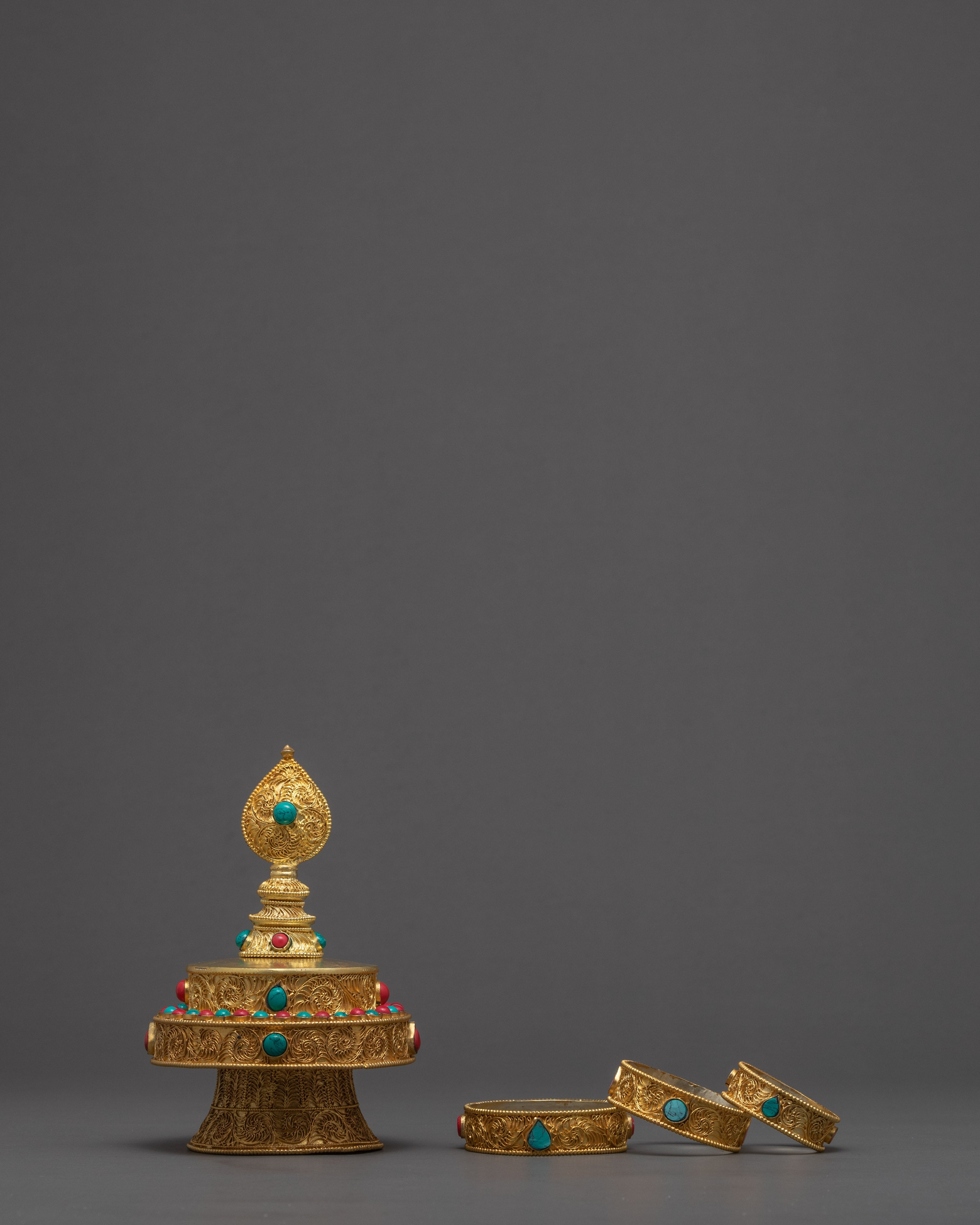 Exquisite Mandala Offering Set | Gold Plated Mandala | Buddhist Home Altar