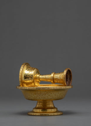 The Golden Drink Offering | Ancient Serkyem Set | Buddhist ritual Kit