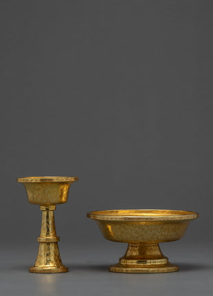 The Golden Drink Offering | Ancient Serkyem Set | Buddhist ritual Kit