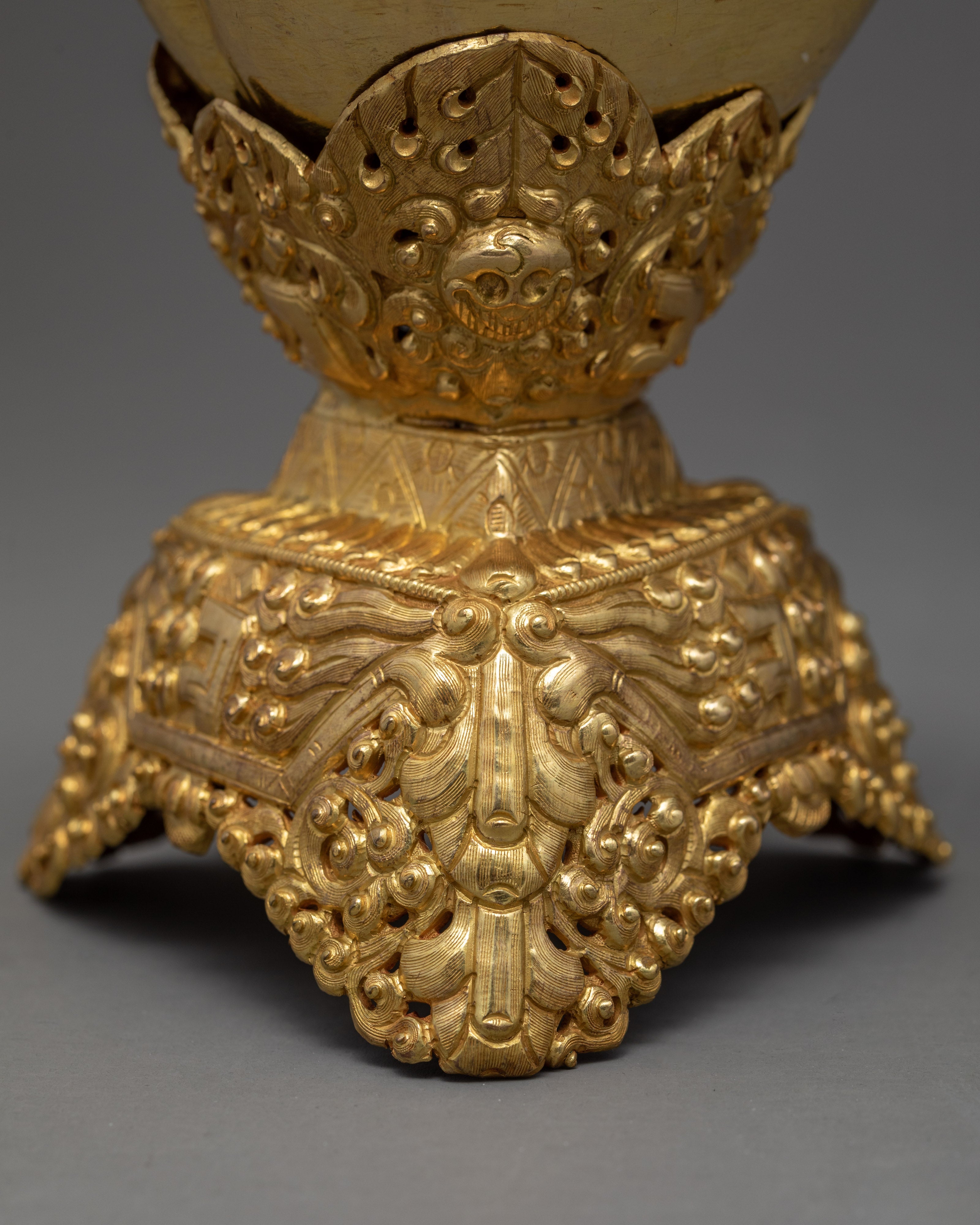 Buddhist Ritual Bowl | 7.8" Tibetan Skull Cup | Ritual Objects