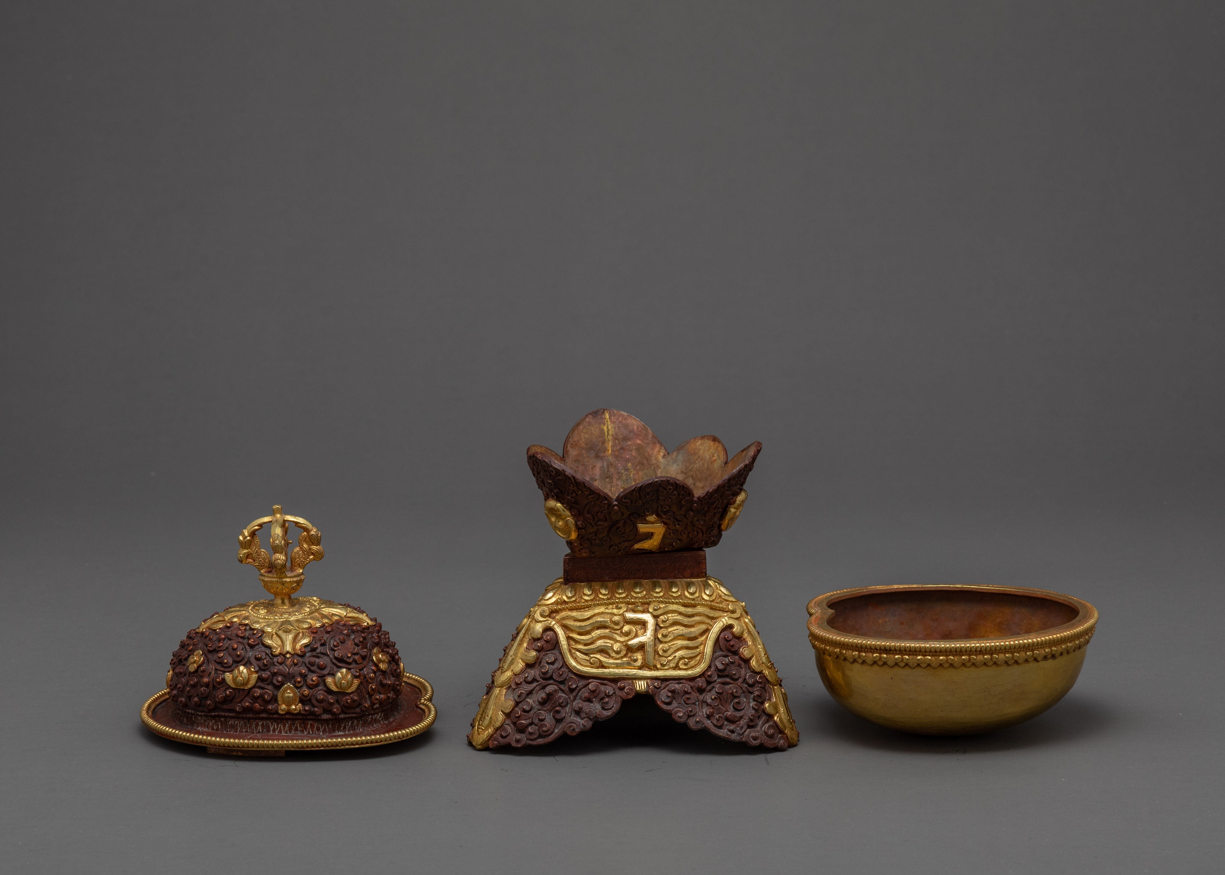 Buddhist Kapala Set | Esoteric Ritual Objects | Skull Cup