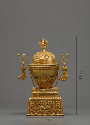 Fine Quality Kapala Set | Tantric Ritual Objects | Full Gold Skull Cup