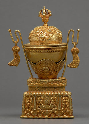 Fine Quality Kapala Set | Tantric Ritual Objects | Full Gold Skull Cup