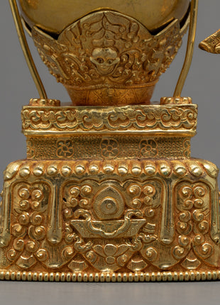 Fine Quality Kapala Set | Tantric Ritual Objects | Full Gold Skull Cup