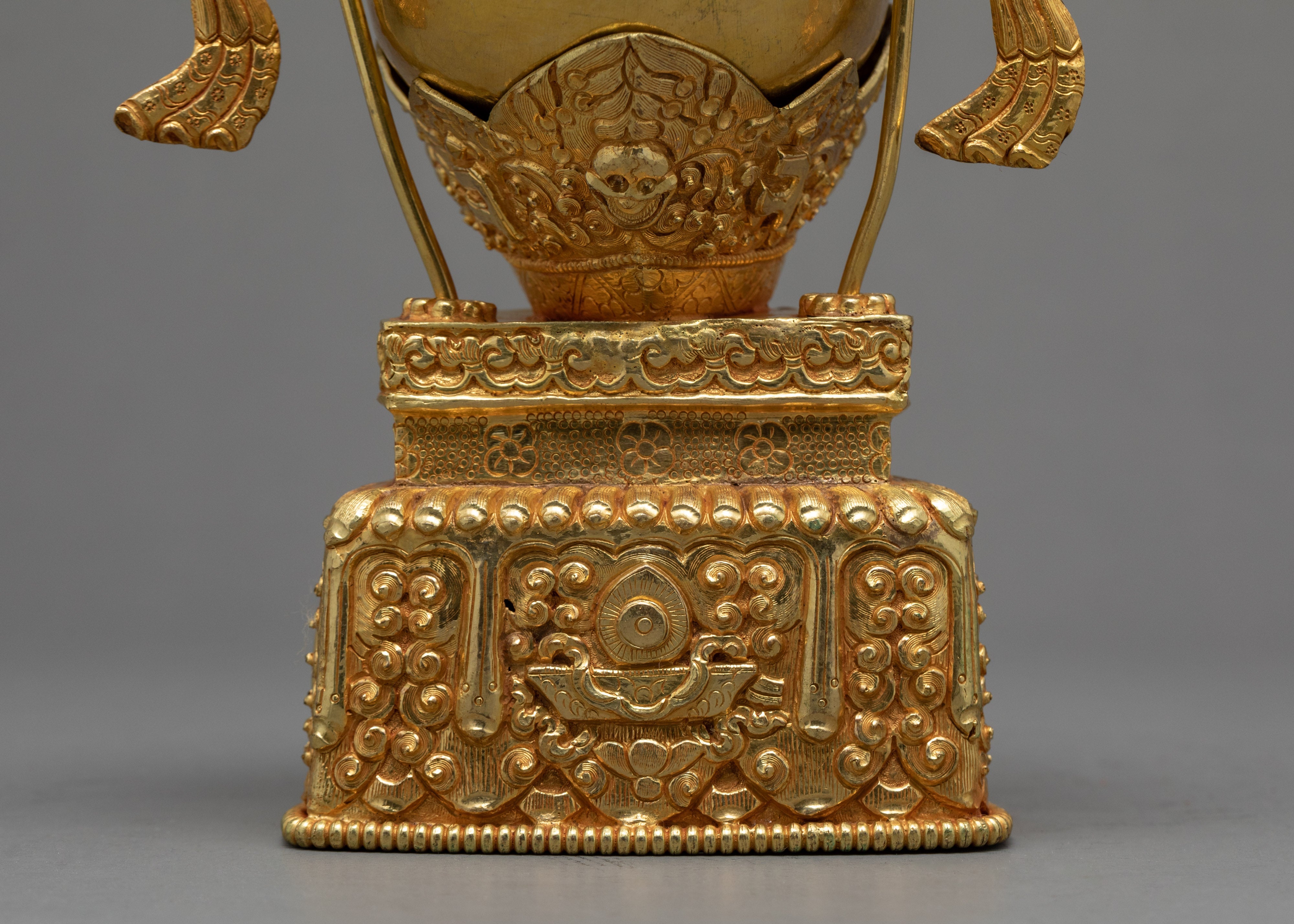 Fine Quality Kapala Set | Tantric Ritual Objects | Full Gold Skull Cup