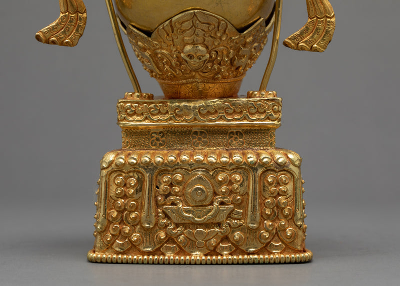 Fine Quality Kapala Set | Tantric Ritual Objects | Full Gold Skull Cup