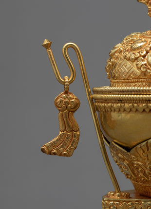 Fine Quality Kapala Set | Tantric Ritual Objects | Full Gold Skull Cup
