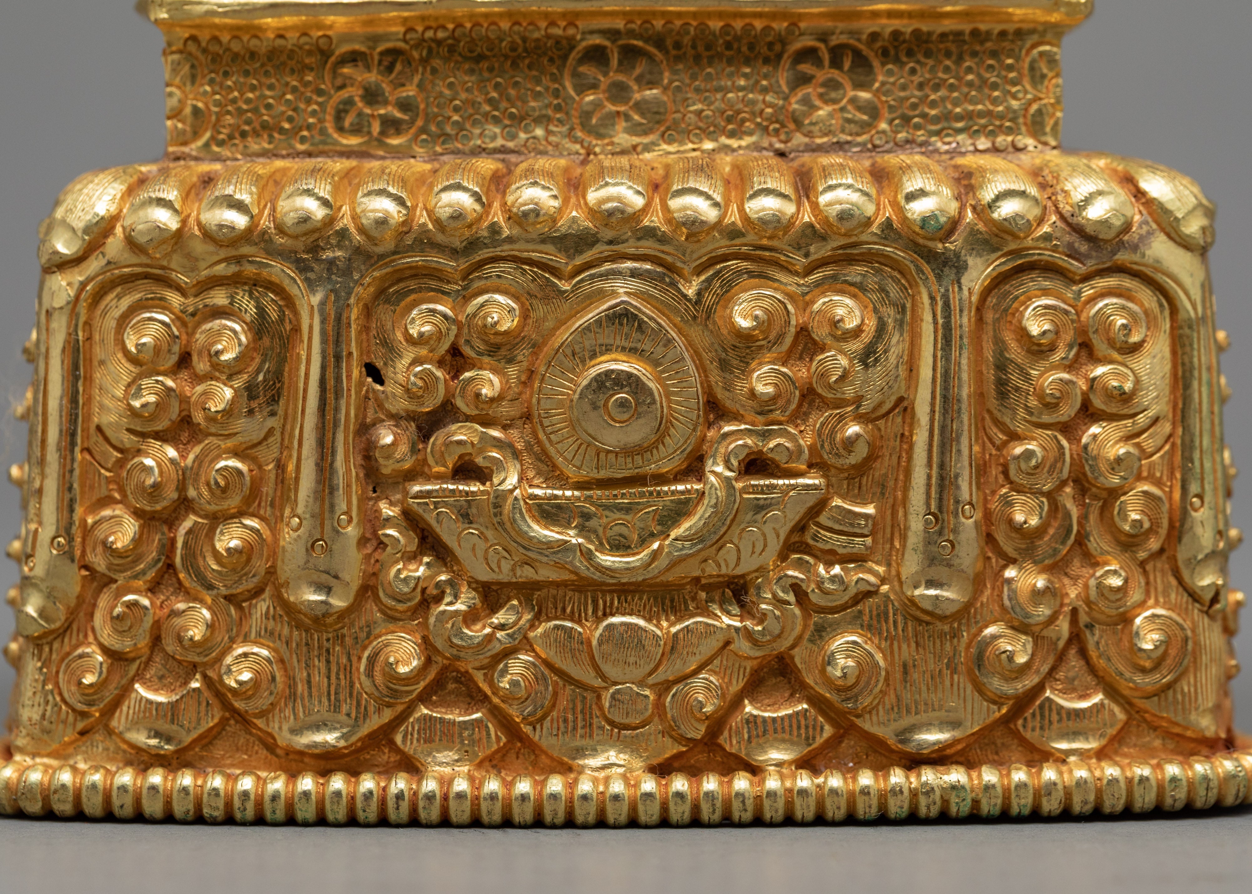 Fine Quality Kapala Set | Tantric Ritual Objects | Full Gold Skull Cup