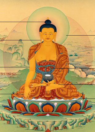 Buddha Shakyamuni Thangka | Hand Painted With Natural Stone Colors