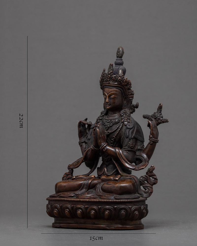 8.6" Chenresig Buddha Charm | Mini Statue for Home Decor | Tibetan Art