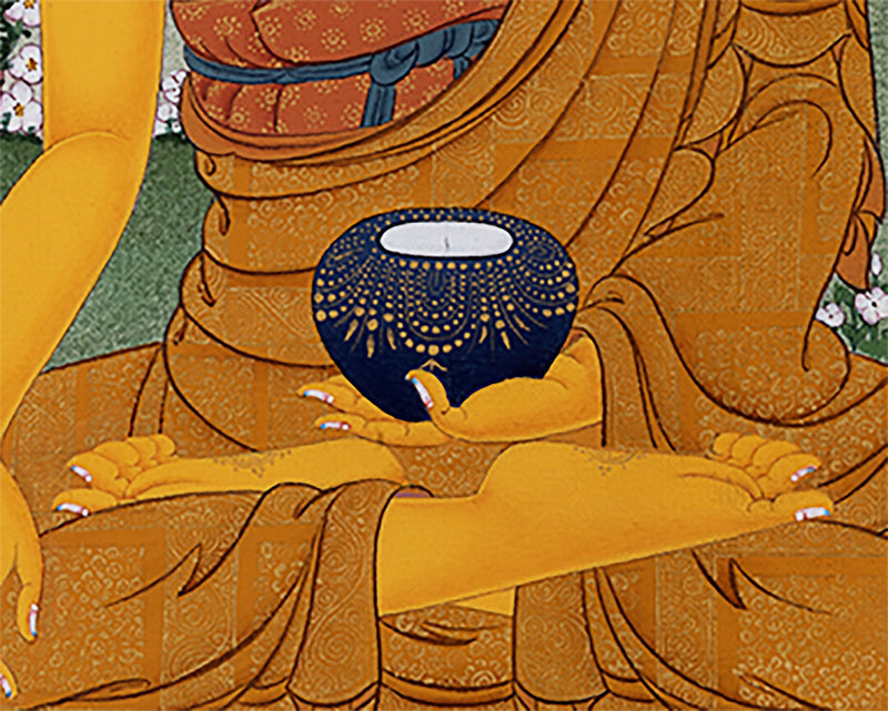 Shakyamuni, Buddha Thangka, Tibetan Buddha Thangka in Natural Stone Color, Original Painting