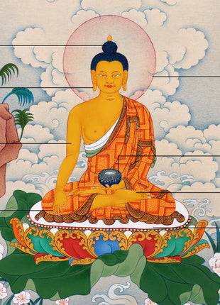 Shakyamuni Buddha Thangka | Natural Stone Color Painting