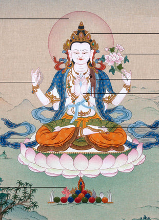 Avalokiteshvara | Chenrezig Buddha Hand-Painted Thangka