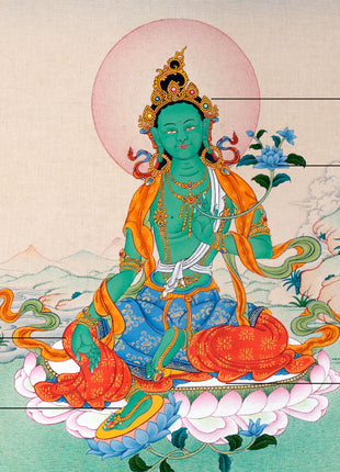 Green Tara | Female Buddha | Tibetan Buddhist Thangka