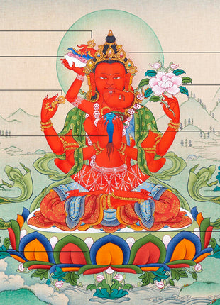 Red Chenrezig Thangka | Gyalwa Gyatso | Meditational Deity | Karma Kagyu Lineage