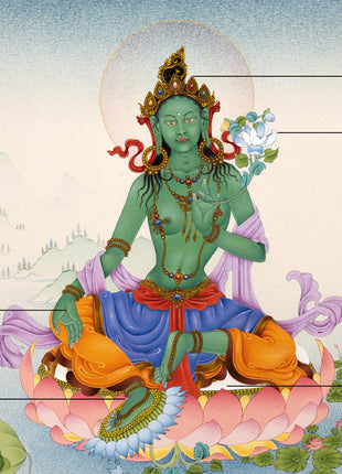 Green Tara Thangka | Himalayan Paintings | Hand-Painted with 24k Gold
