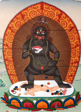 Black Dzambhala Thangka | High Quality Giclee Canvas Print | Digital Print