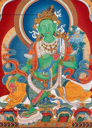 Green Tara Thangka Painting | Enlightened Female Buddha