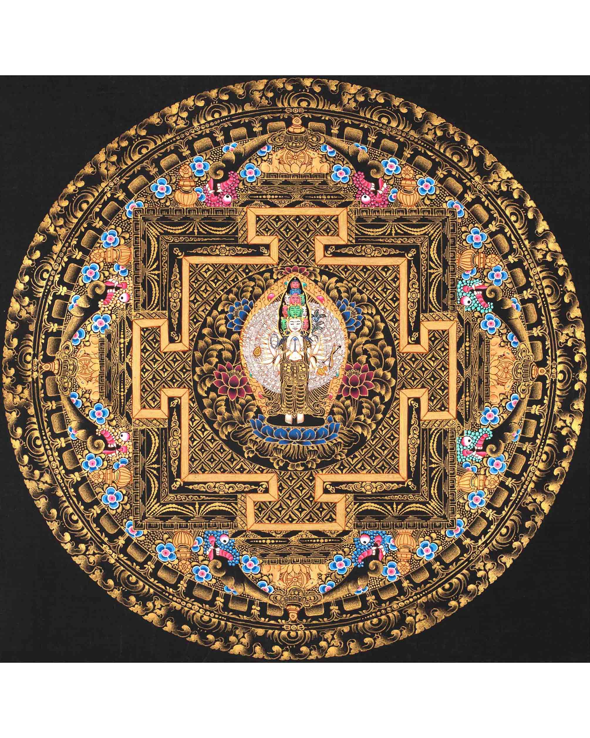 1,000 armed Avalokiteshvara Mandala |  God of Compassion Tibetan Buddhist Thangka