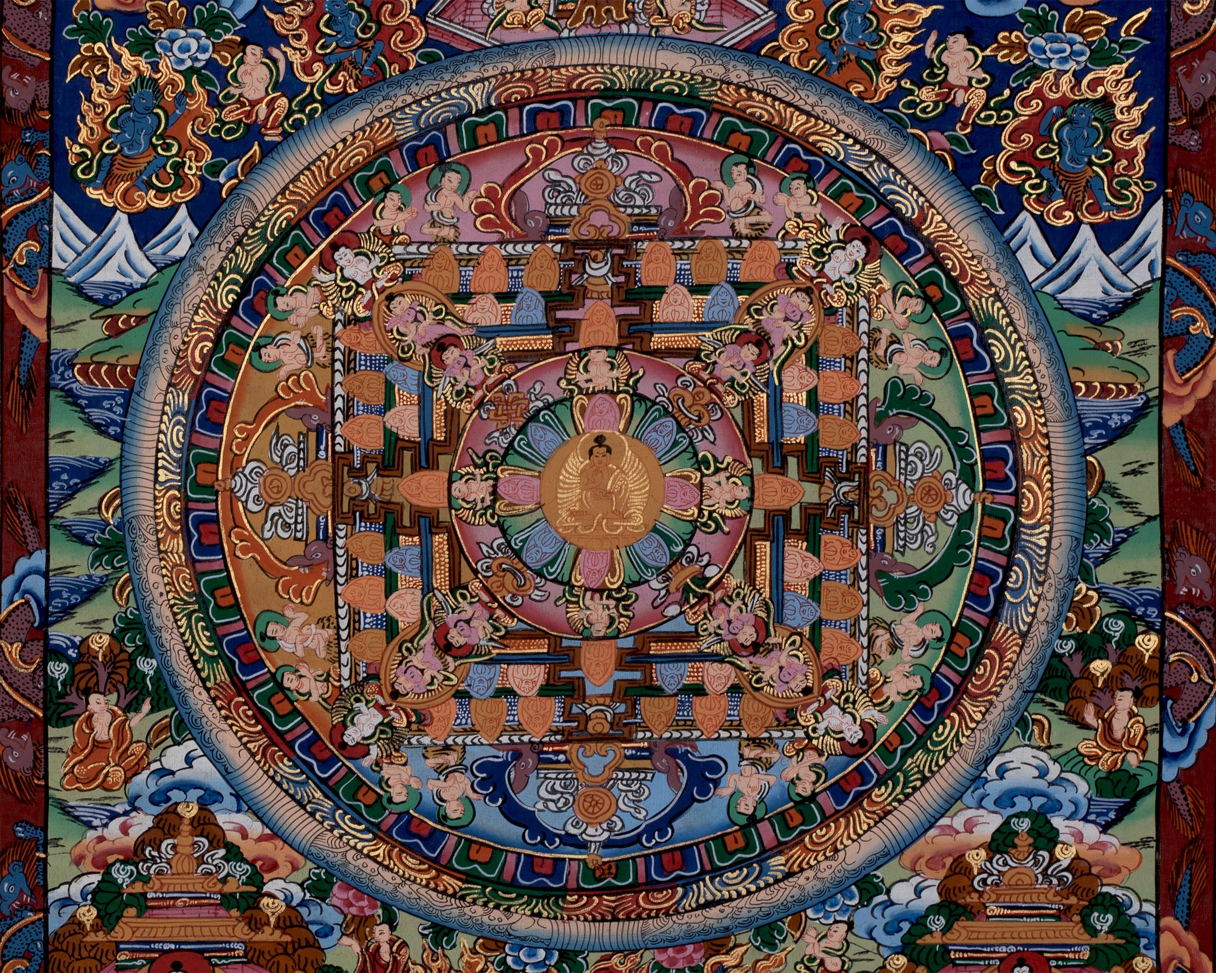 Rare Vintage Hand Painted Buddha Mandala | Buddhist Art