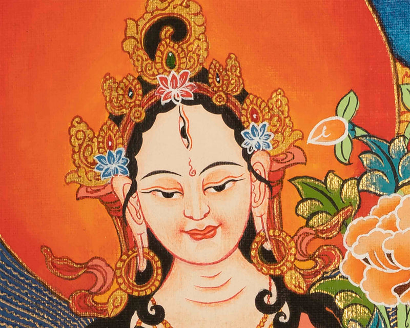 Handpainted  White Tara | Tibetan Buddhist Art