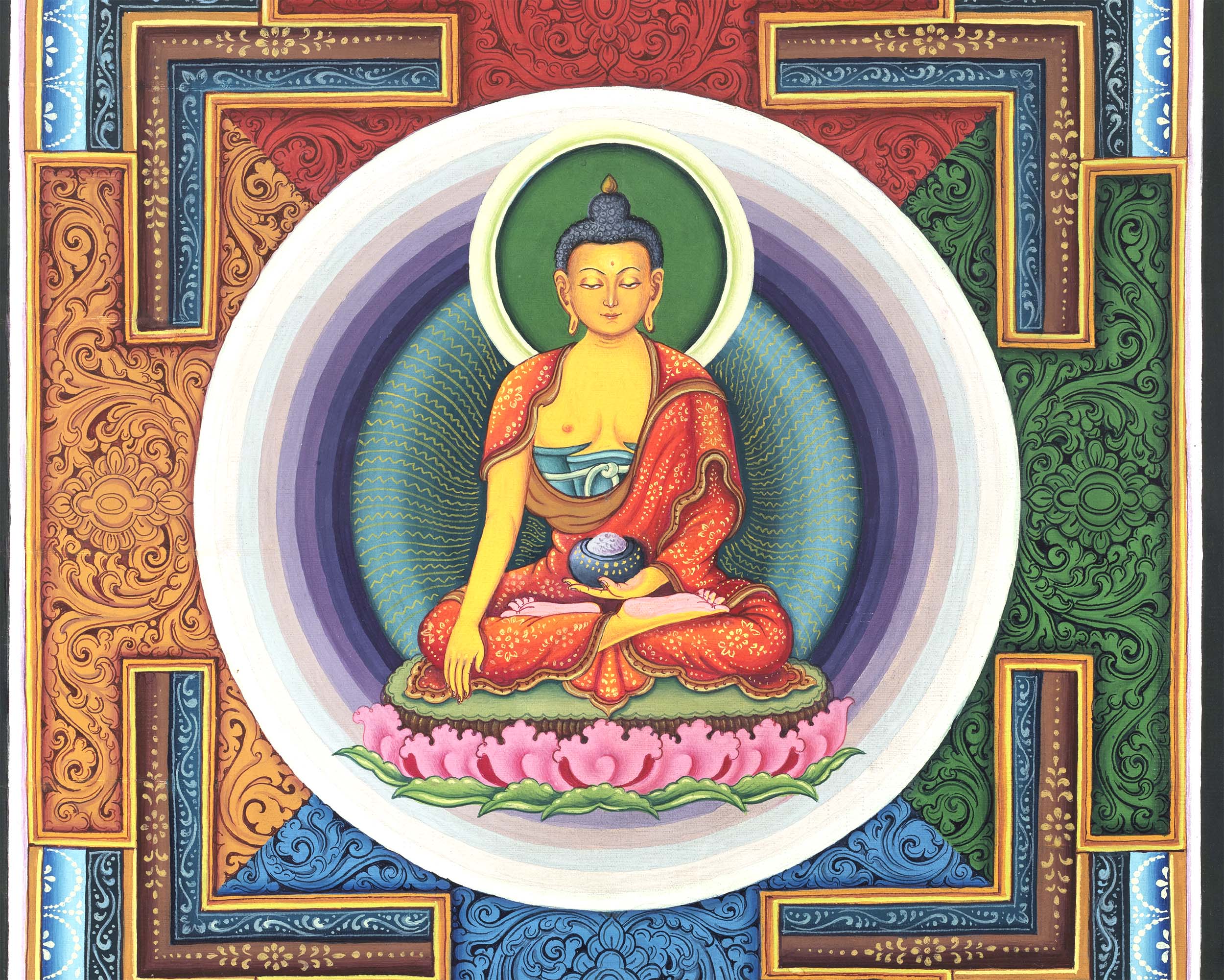 Buddha Shakyamuni Mandala | Newari Thangka Print