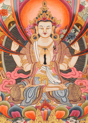 Avalokitesvara Chengrezig Thangka | Traditional Tibetan Art