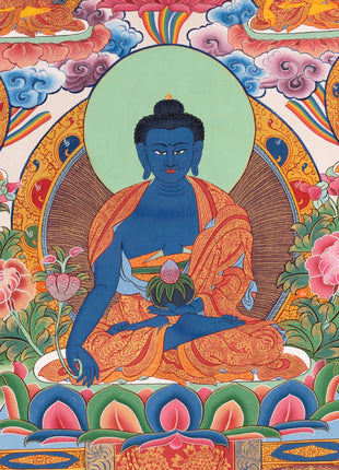 Medicine Buddha Thangka | Tibetan Healing Blue Buddha