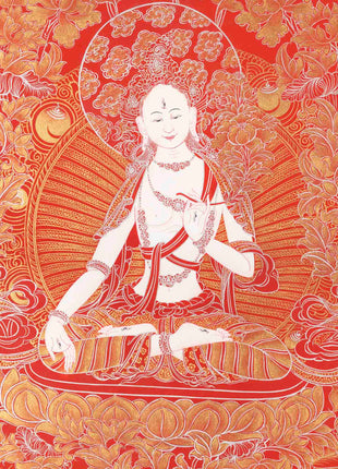 White Tara Thangka | Female Bodhisattva Art | Wall Decors