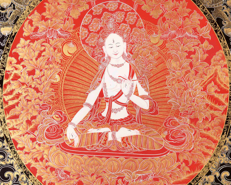 White Tara Thangka | Female Bodhisattva Art | Wall Decors