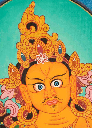 Handpainted Dzambala Kubera | Religious Thangka Art | Wall Decors