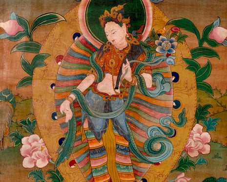 Vintage Padmapani Lokeshvara Art | Tibetan Traditional Thangka | Wall Decors