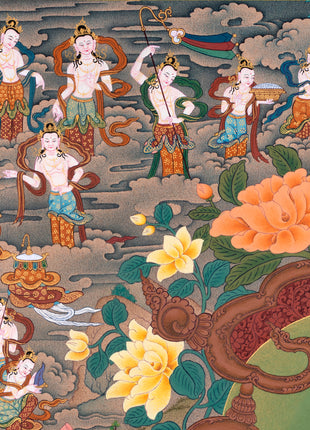 Jambala, Dzambhala Thangka Painting, Tibetan Thangka Print