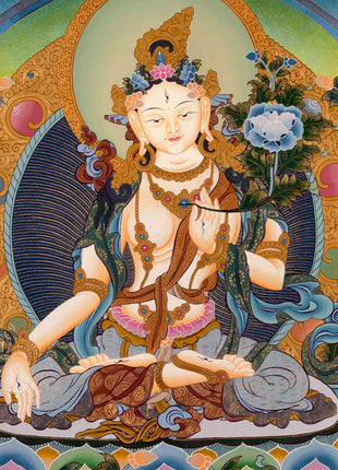 White Tara Art | Traditional Tibetan Thangka | Wall Decors