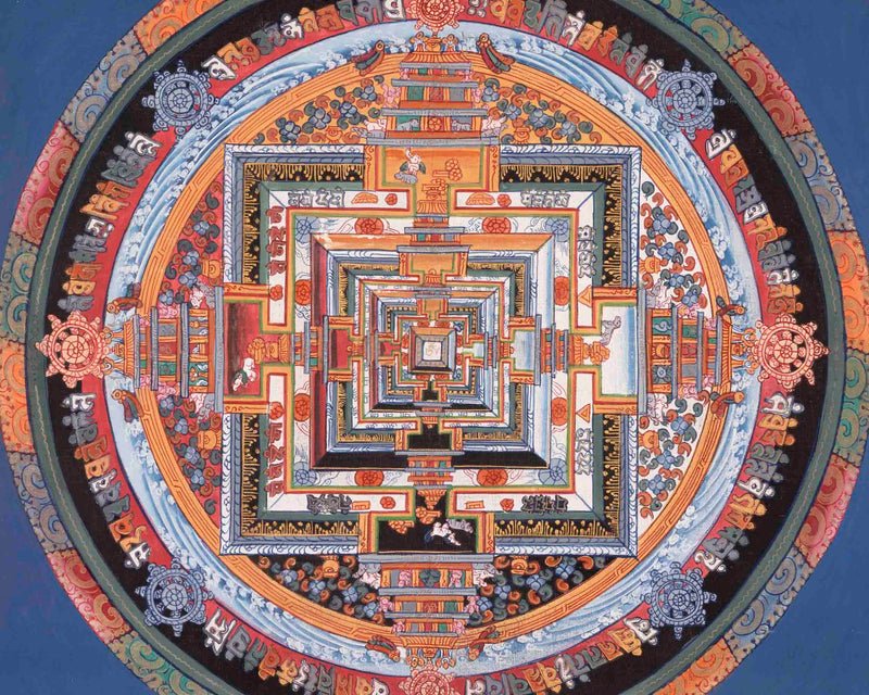 Kalachakra Mandala With Dragon Border | Religious Buddhist Thangka