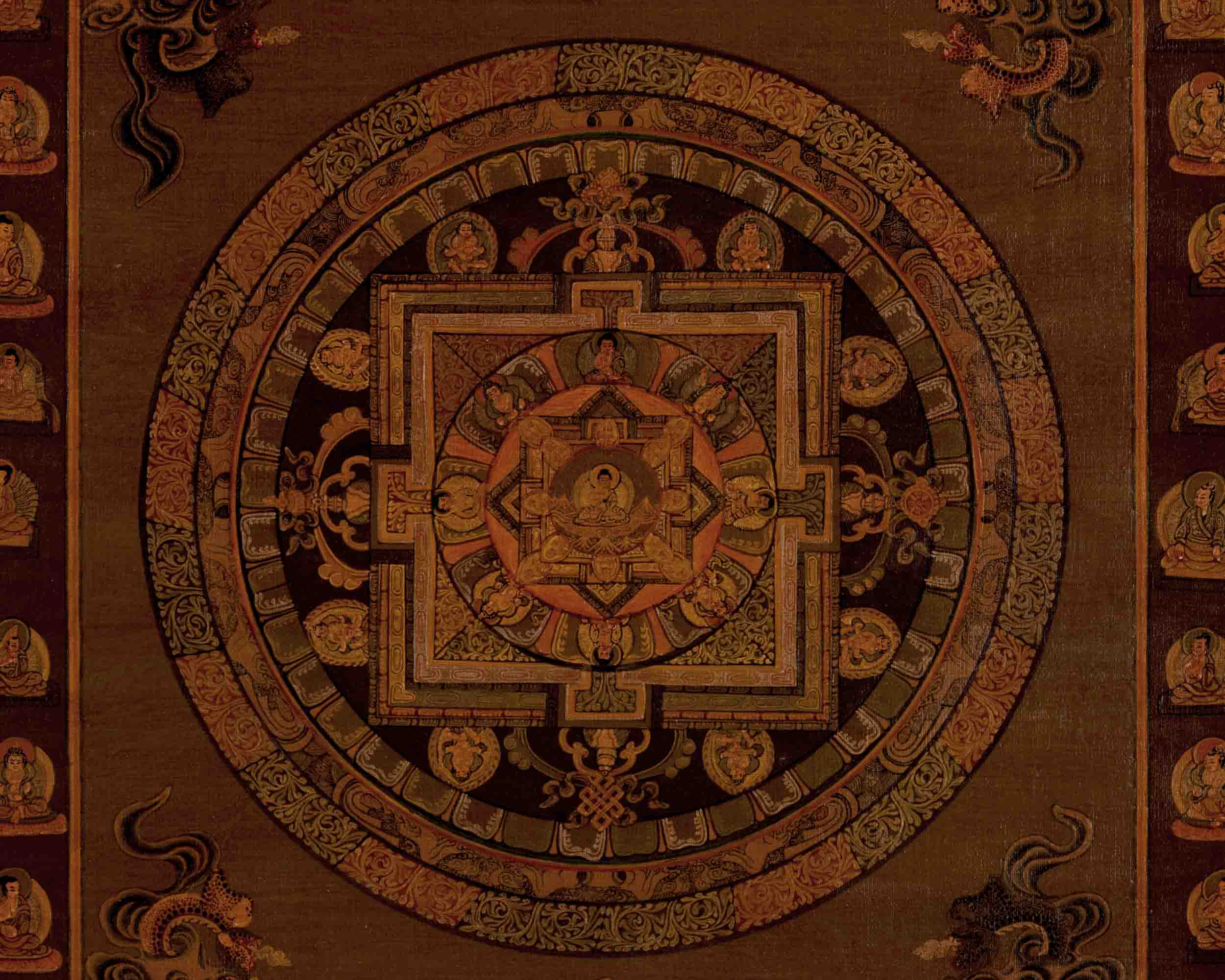Traditional Mandala Thangka | Oil Varnished Art | Religious Wall Decors