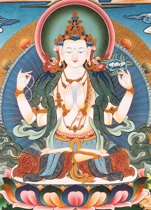 Avalokiteshvara Chenresig Thangka | Buddhist Religious Art | Wall Decors