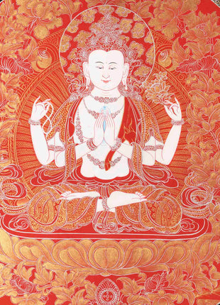 Bodhisattva Chenresig Thangka | Religious Buddhist Painting