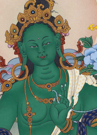 Green Tara Guru Giclee Print For Tara Practice | Tibetan Poster For Living Room Decor