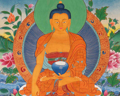 Serenity Embodied: Traditional Buddhist Art Wall Decor with Shakyamuni Buddha Thangka
