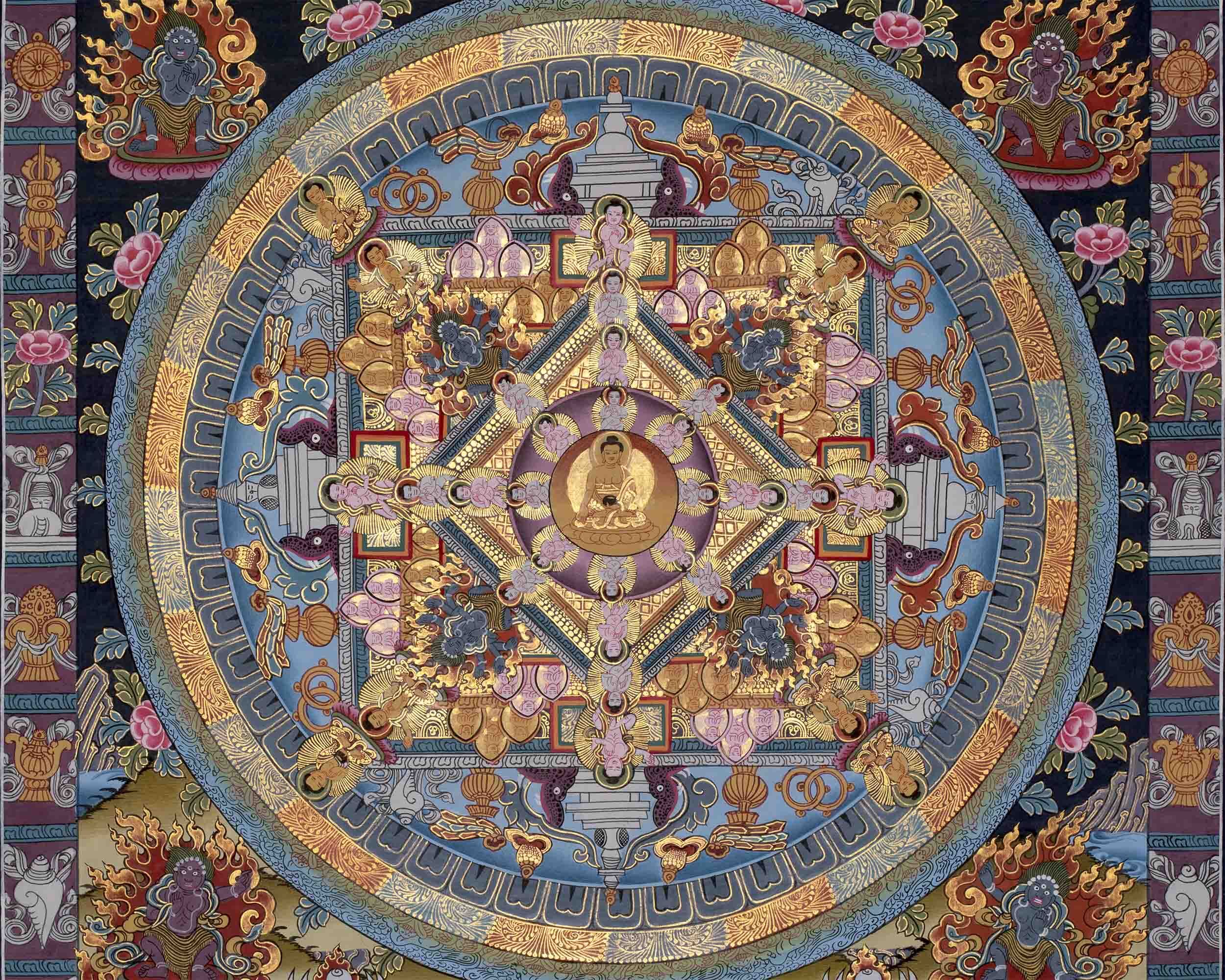 Original Hand painted Buddha Mandala | Tibetan Wall Decoration Painting