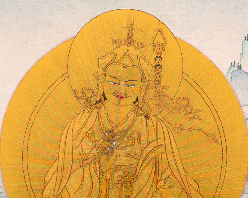 Guru Rainbow Body, Padmasambhava Thangka Painting, Tibetan Art
