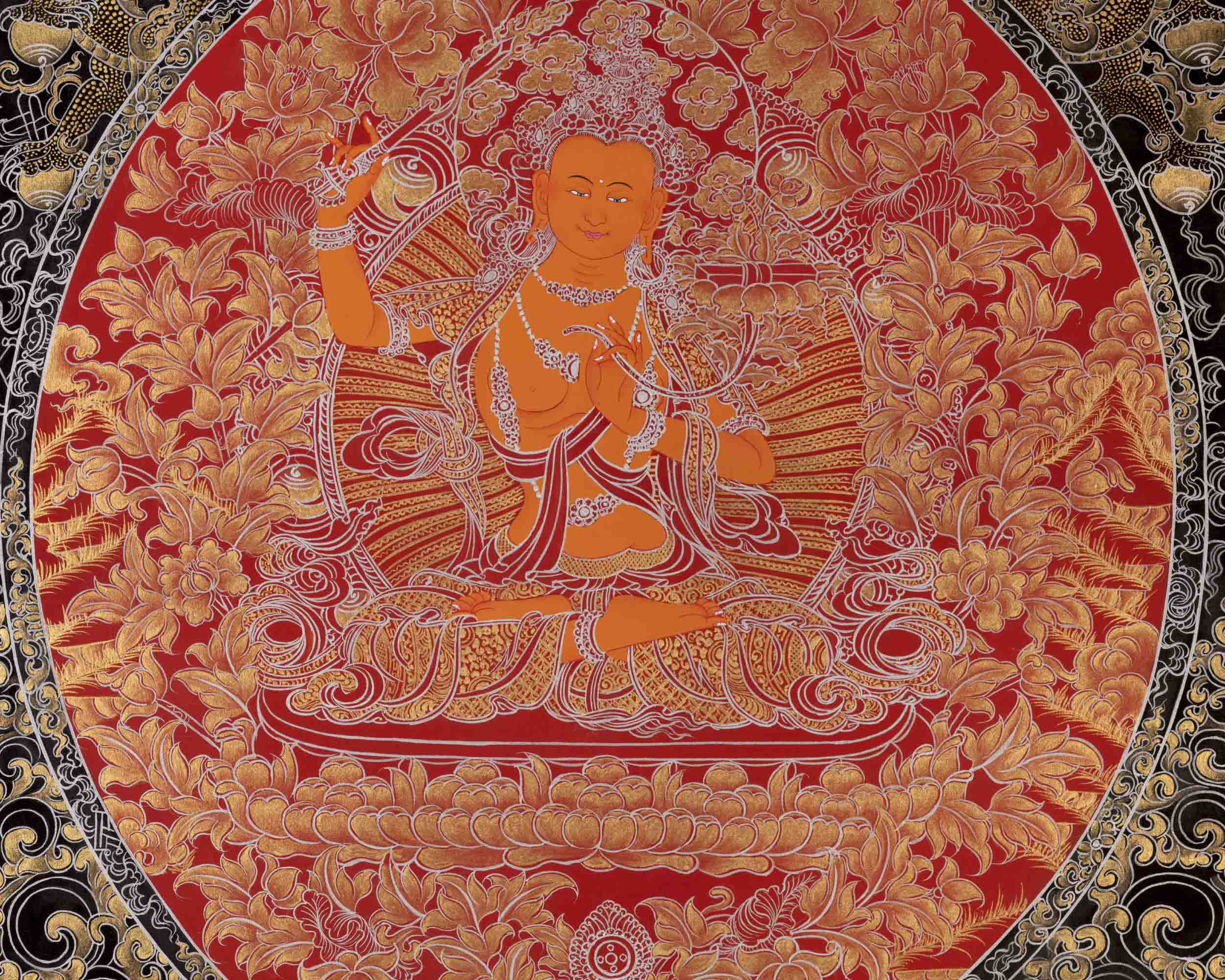 Manjushree Thangka Painting | Bodhisattva Of Wisdom | Religious Art