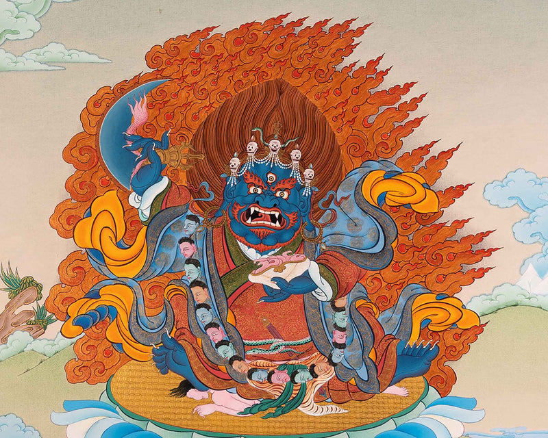 Hand Painted Mahakala Thangka Painting | Tibetan Mahakala Art For Buddhist Practice