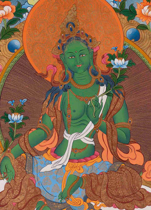 Green Tara | Traditional Buddhist Thangka | Wall Decors