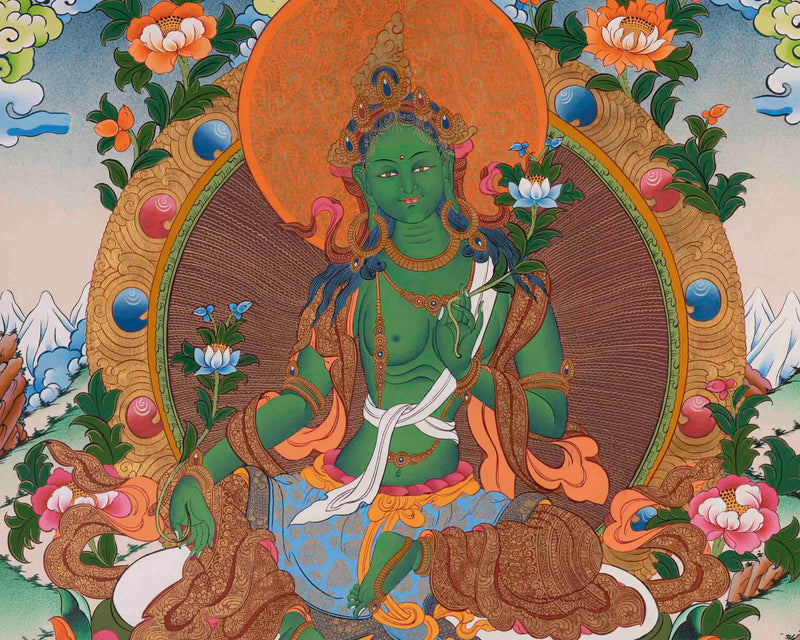 Green Tara | Traditional Buddhist Thangka | Wall Decors