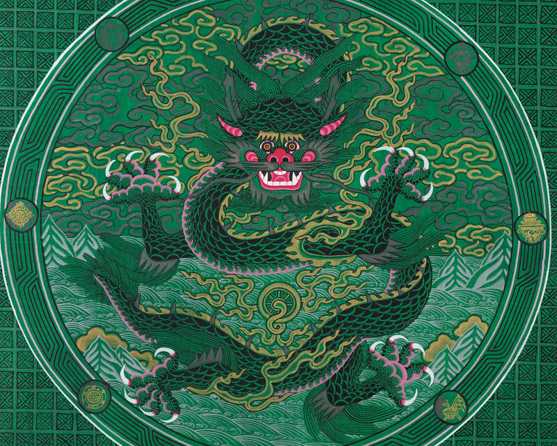 Dragon Thangka | Traditional Tibetan Painting | Wall Hanging Decoration