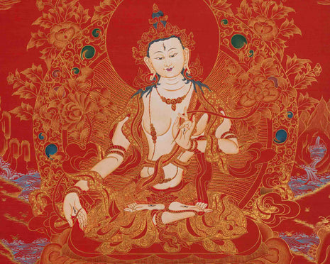 White Tara Thangka | 24K Gold Style Art | Religious Wall Decors