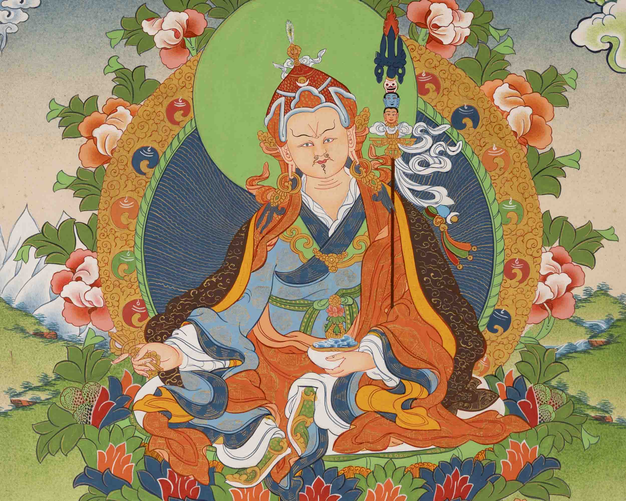 Guru Padmasambhava Thangka | Religious Painting | Wall Decors